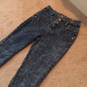 Acid Washed High-Rise Skinny Jeans